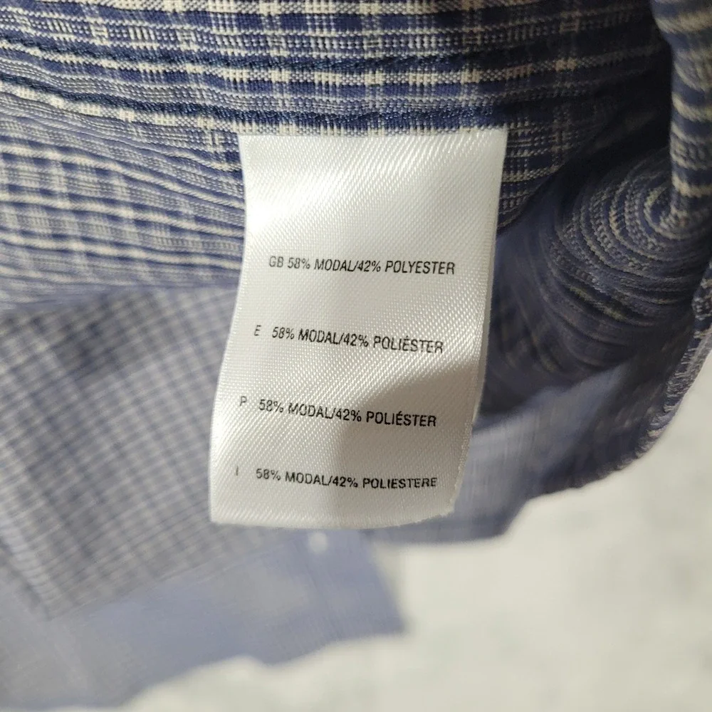 Vintage The North Face Button Shirt Mens L Blue Plaid Long Sleeve Hiking Modal
